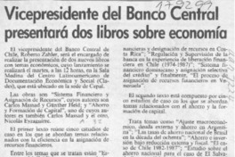 Vicepresidente del Banco Central presentará dos libros sobre economía  [artículo].