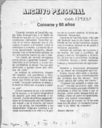 Coloane y 80 años  [artículo] Alvaro Barros.