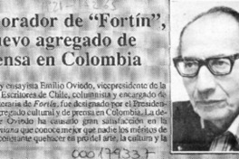 Colaborador de "Fortín", nuevo agregado de prensa en Colombia
