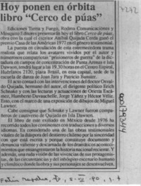 Hoy ponen en órbita libro "Cerco de púas"  [artículo].