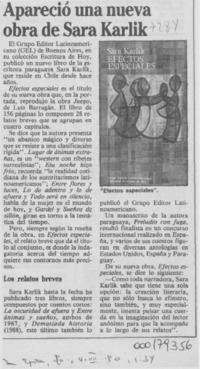 Apareció una nueva obra de Sara Karlik