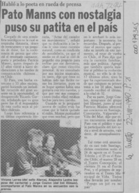 Pato Manns con nostalgia puso su patita en el país  [artículo].