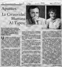 La creatividad humana al tapete  [artículo] Ana María Larraín.