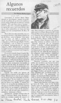 Algunos recuerdos  [artículo] Marino Muñoz Lagos.