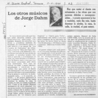 Los otros músicos de Jorge Dahm  [artículo] Wellington Rojas Valdebenito.