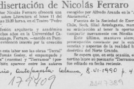 Una Disertación de Nicolás Ferraro  [artículo].
