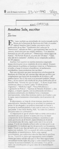 Anselmo Sule, escritor  [artículo] Juan Gana.