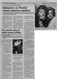 Shakespeare y su "Fierecilla" visitarán poblaciones capitalinas  [artículo].