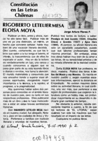 Rigoberto Letelier Mesa Eloísa Moya  [artículo] Jorge Arturo Flores P.