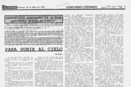 Destacado abogado es autor de "Para subir al cielo"  [artículo].