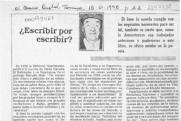 Escribir por escribir?  [artículo] Juan José Irarrázaval.