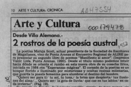 2 rostros de la poesía austral  [artículo] Pedro Mardones Barrientos.