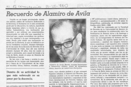Recuerdo de Alamiro de Avila  [artículo] Fernando Campos Harriet.