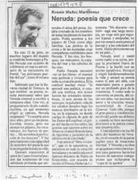 Neruda, poesía que crece  [artículo] Ronnie Muñoz Martineaux.