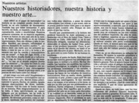 Nuestros historiadores, nuestra historia y nuestro arte --