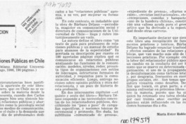 Las relaciones públicas en Chile  [artículo] María Ester Roblero.