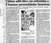 Chileno editó libro con entrevistas a 8 famosas personalidades femeninas  [artículo].
