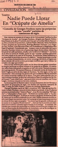 Nadie puede llorar en "Ocúpate de Amelia"  [artículo].