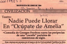 Nadie puede llorar en "Ocúpate de Amelia"  [artículo].