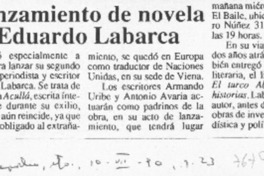 Lanzamiento de novela de Eduardo Labarca  [artículo].