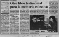 Otro libro testimonial para la memoria colectiva  [artículo].