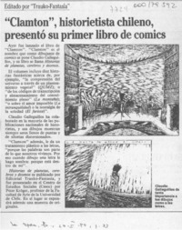 "Clamton", historietista chileno, presentó su primer libro de comics  [artículo].