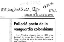 Falleció poeta de la vanguardia colombiana  [artículo].