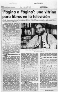 "Página a página", una vitrina para libros en televisión  [artículo] Samuel Valenzuela Y.