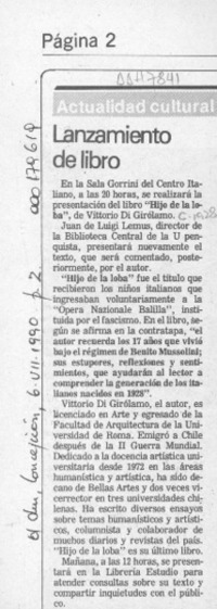 Lanzamiento de libro  [artículo].