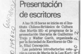 Presentación de escritores  [artículo].
