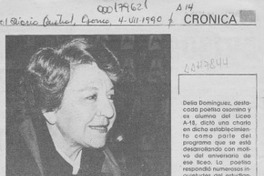 Delia Domínguez dictó charla en Liceo A-18  [artículo].