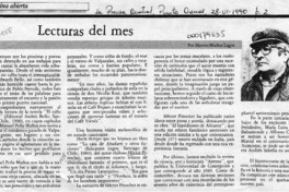 Lecturas del mes  [artículo] Marino Muñoz Lagos.