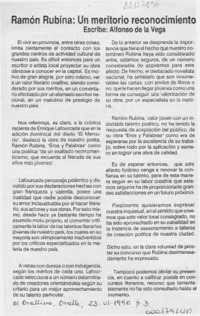 Ramón Rubina, un meritorio reconocimiento  [artículo] Alfonso de la Vega.