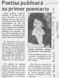 Poetisa publicará su primer poemario  [artículo].