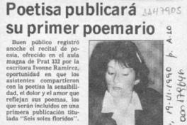 Poetisa publicará su primer poemario  [artículo].