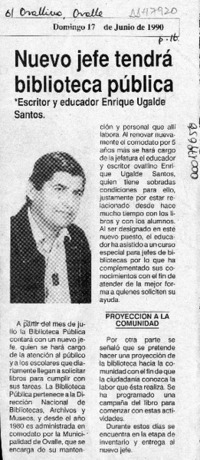 Nuevo jefe tendrá biblioteca pública  [artículo].