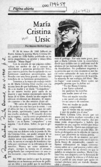 María Cristina Ursic  [artículo] Marino Muñoz Lagos.