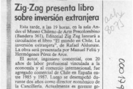 Zig-Zag presenta libro sobre inversión extranjera  [artículo].