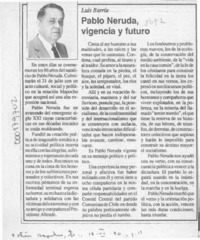 Pablo Neruda, vigencia y futuro  [artículo] Luis Barría.