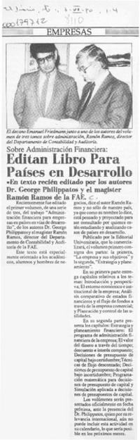 Editan libro para países en desarrollo  [artículo].