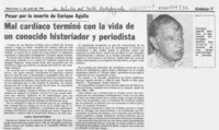 Mal cardíaco terminó con la vida de un conocido historiador y periodista  [artículo].