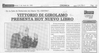 Vittorio Di Girolamo presenta hoy nuevo libro  [artículo].