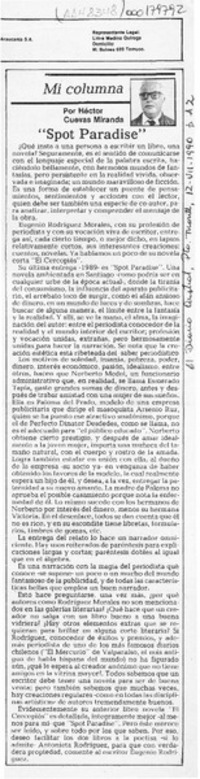 "Spot Paradise"  [artículo] Héctor Cuevas Miranda.