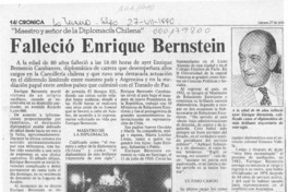 Falleció Enrique Bernstein  [artículo].