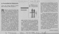 La personalidad del adolescente  [artículo] Josefina Aragonese.