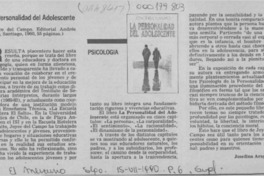 La personalidad del adolescente  [artículo] Josefina Aragonese.