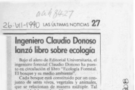 Ingeniero Claudio Donoso lanzó libro sobre ecología  [artículo].