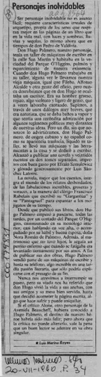 Personajes inolvidables  [artículo] Luis Merino Reyes.