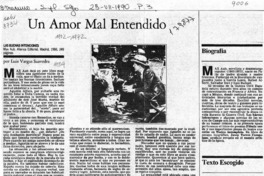 Un amor mal entendido  [artículo] Luis Vargas Saavedra.