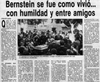 Bernstein se fue como vivió -- con humildad y entre amigos